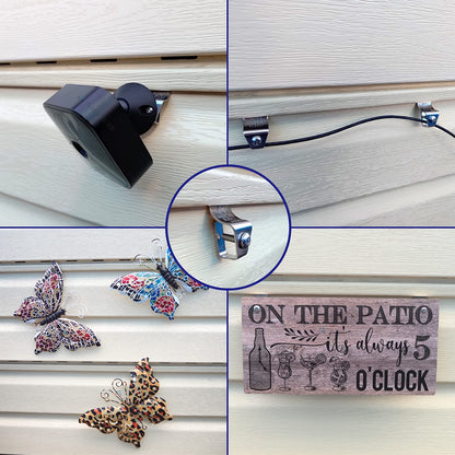 Vinyl Siding Screws Clips Hook - 18 Pack Heavy Duty No-Hole Needed Siding Screws Stainless Steel Hanger for Outdoor Mount Home Security Camera (18) (18 Pack)