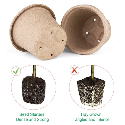 ANGTUO Peat Pots for Garden Seedling Tray 4in 100% Eco-Friendly Organic Germination Seedling Trays Biodegradable 30 Pack and 20 Plastic Plant Markers Included