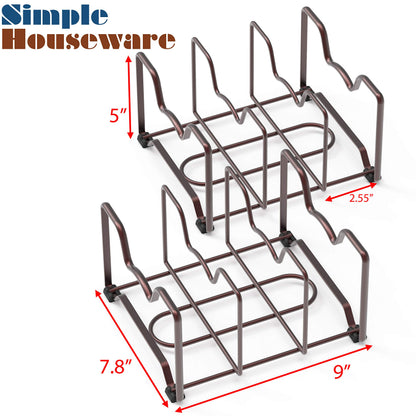 Simple Houseware Pots and Lid Rack Holder, Kitchen Cabinet and Pantry Organizer for Cutting Boards, and Cookie Sheets, 2 Pack, Bronze