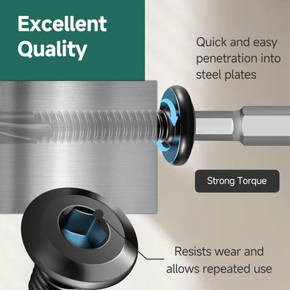 EASTPUK 100Pcs 10 x 2 Sheet Metal Screws, Stainless Steel Flat Head Socket Cap Self Drilling Screw, Allen Socket Drive Black Oxide, Self Tapping Screws with Drill Bit