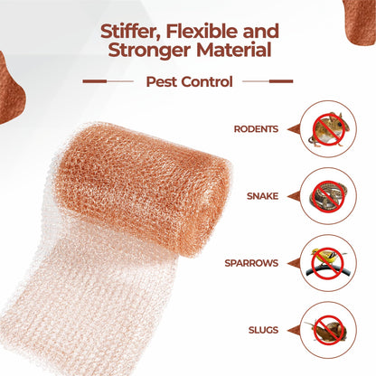 Californistan Copper Mesh Rodent Control, 5in x 32ft- Rustproof Copper Mesh Roll for Rodent, Bat & Snail - Perfect for Hole Blocking, Gardening & Sealing Water Opening - Plus Bonus Scissor & Gloves