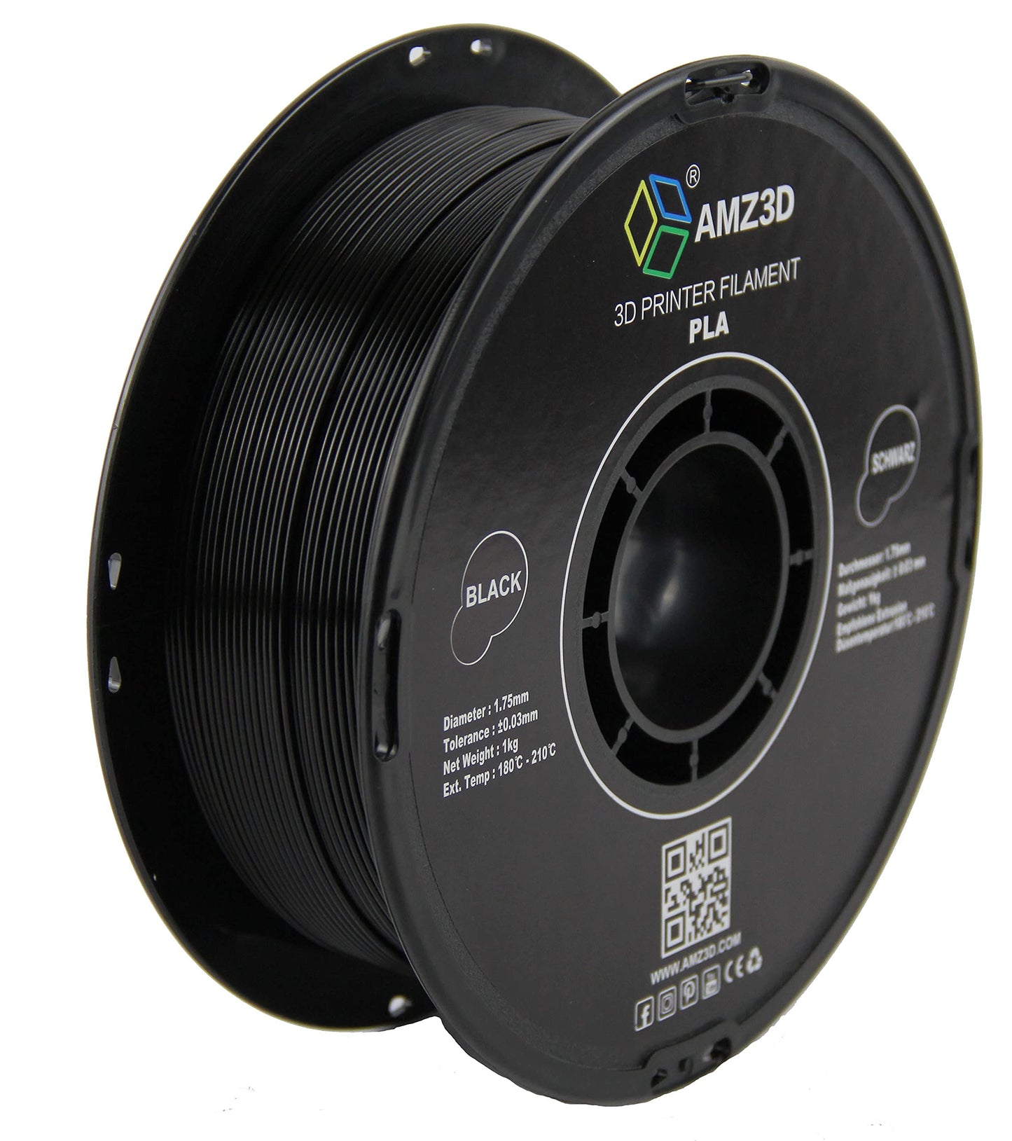 AMZ3D PLA 1.75mm-1kg 3d Printer Filament (Black)