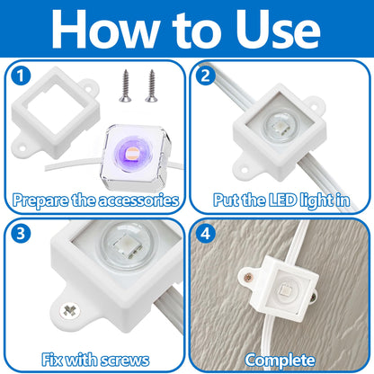 40 Pcs H705 LED Light Mounting Bracket Clip,Waterproof H705 LED Lights Mount Set with 80 Screws,Screw Mounting White Square Light Brackets for Outdoor Installation