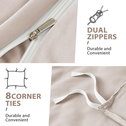 Sasttie Duvet Cover Queen, 3-Piece Ultra Soft Double Brushed Bedding Sets for All Season Use, Includes 1 Duvet Cover 90x90 Inches, 2 Envelope Pillowcases 20x30 Inches, Beige