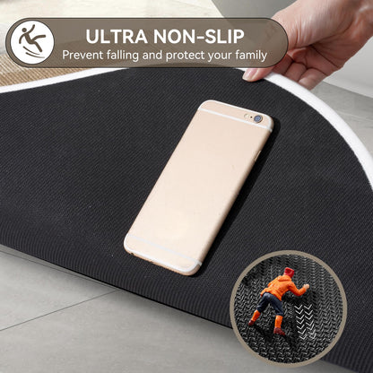 Bathroom Rugs Mat 20x31, Ultra Thin Non Slip Bath Mats for Bathtub Quick Dry Absorbent Rubber Bathroom Mat Fit Under Door, Washable Half Round Bath Rugs, Beige Brown