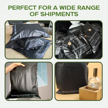 100% Compostable Biodegradable Mailers 14.9" x 19" (25 Pcs) Poly Mailers, Eco-Friendly Packaging Envelopes Pouches. Reusable double sealing, extra thick, Zero-waste mailing bags (L size, 14.9x19 inch)
