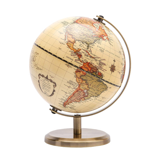 TOPGLOBE 14cm / 5.5 inch Antique Globe Mini World Globe - 14cm / 5.5 inch Diametre Metal Arc and Base Bronzed Colour