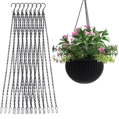 QTLCOHD 8 Pack 23 Inch Black Chain for Hanging Flower Plant Pot, Metal Planter Hangers with Hooks Clips for Bird Feeder, Lanterns and Indoor Outdoor Plant Garden Decorations