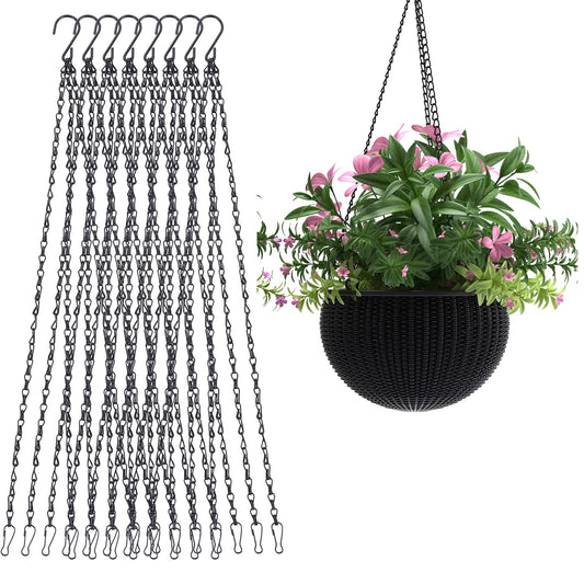QTLCOHD 8 Pack 23 Inch Black Chain for Hanging Flower Plant Pot, Metal Planter Hangers with Hooks Clips for Bird Feeder, Lanterns and Indoor Outdoor Plant Garden Decorations