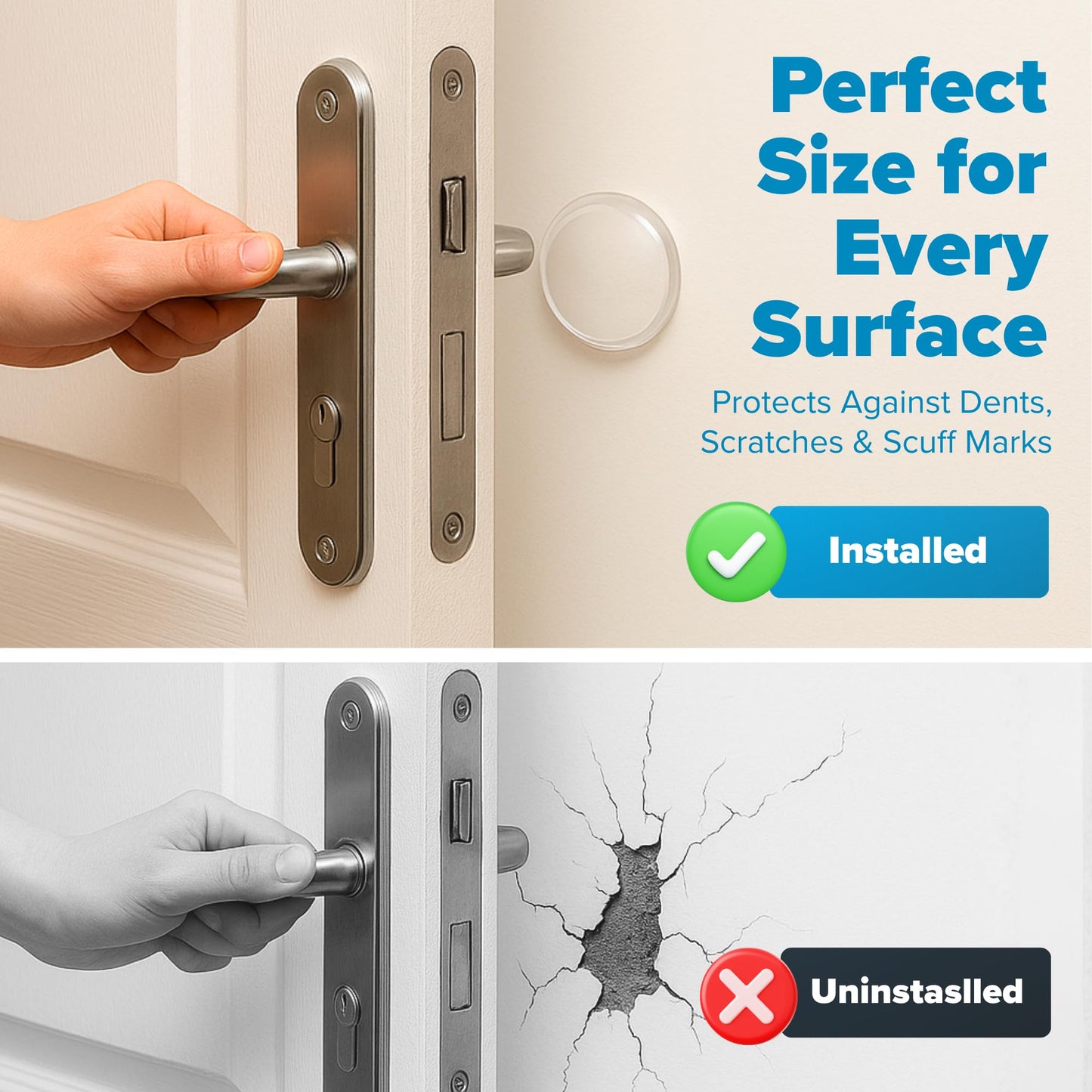 Strongest Home Door Wall Protector Clear Bumpers (Set of 20) – 2 Inch Silicone Pads for Wall and Door Handle Protection, Self - Adhesive