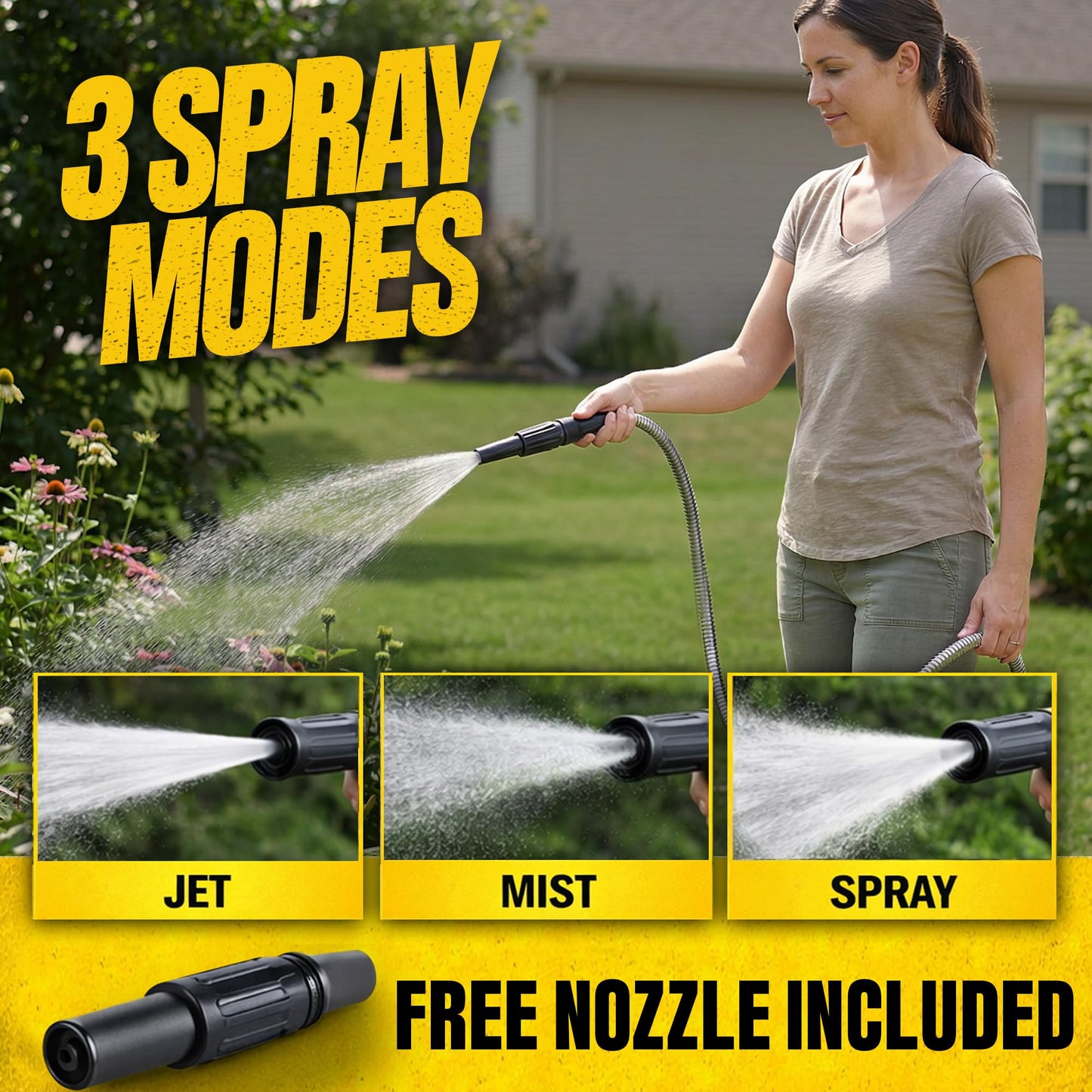 Bionic Steel Metal Garden Hose 25 Ft, Rust Proof 304 Stainless Steel Water Hose with Brass Fittings, Flexible & Heavy Duty Hose, Lightweight, Kink Free, Tuyau Arrosage - 2025 Model