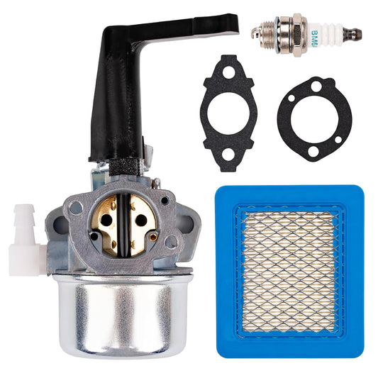 BlueStars 696065 697422 Carburetor - For BS 110402 110412 215369 5HP 5.5HP 6HP Tiller Engine Carb Rototiller Troy Generator Intek Motor with Mounting Gaskets Kit 491588S Flat Air Filter Cartridge