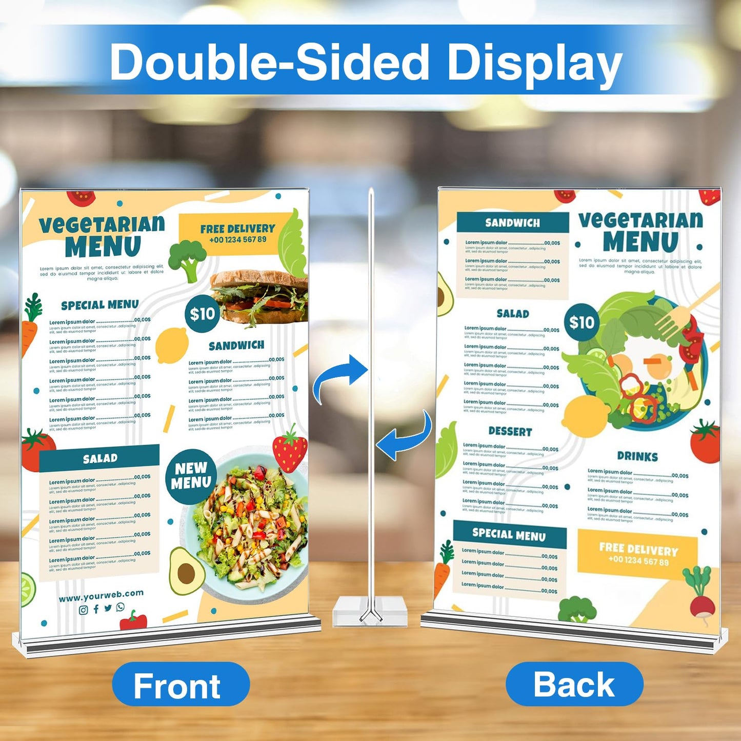 Daofary Acrylic Sign Holder 4 x 6, 12 Pack Double Sided Clear Display Stand Table Top Sign Holder, Paper Display Stand for Menu, Stores, Office, Restaurants