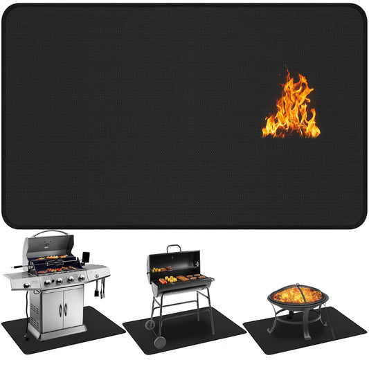 Uewpv 60x40 inch Under Grill Mat for Outdoor BBQ, Extra Large Fireproof Deck Protector Pad, Waterproof Oil-Proof Patio Lawn Mat for Grill, Fireplace & Fire Pit