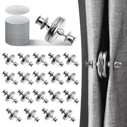 Curtain Magnets, Kaluofan 20Pairs Curtain Magnets Closure with 20Pairs Self-Adhesive Patch, Magnetic Curtain Clips Prevent Light Leaking for Home Bedroom Bathroom Office Draperies