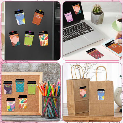 30 Sets Employee Coffee Cup Notepads Employee Appreciation Gifts Bulk Inspirational Sticky Notes with Ballpoint Pens and Organza Bags Thank You Gifts for Coworker Teacher Staff Office School