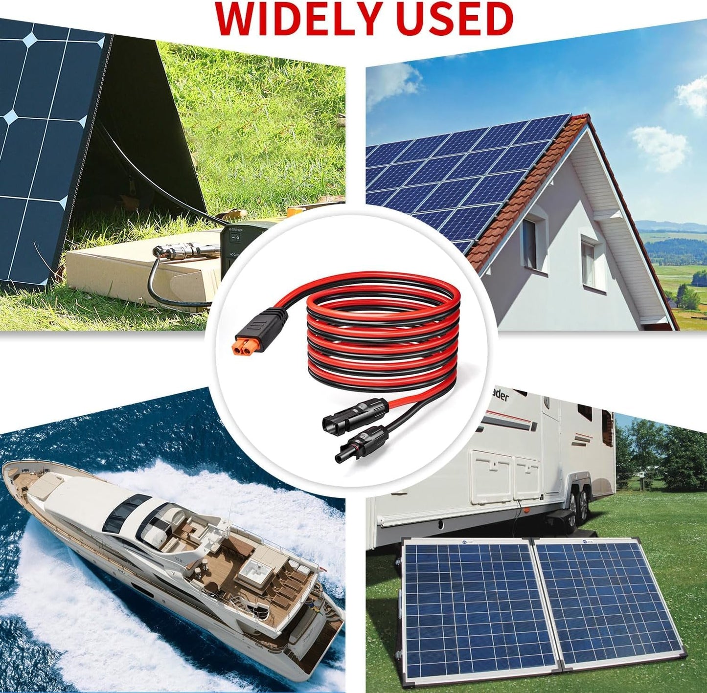 XT60i to Solar Connector Extension Cable 10AWG XT60I Solar Panel Charging Cable 180CM/6FT for RV Portable Power Station Battery Pack Ecoflow and more