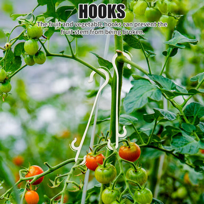 30pcs Tomato Hooks with String, 60pcs Tomato Plant Support Clips, 100 Pcs J-Hook, Tomato Holder Hooks with 33.3ft Tomato Twine for Climbing Plants Tomato Cucumber Cherry Vegetable