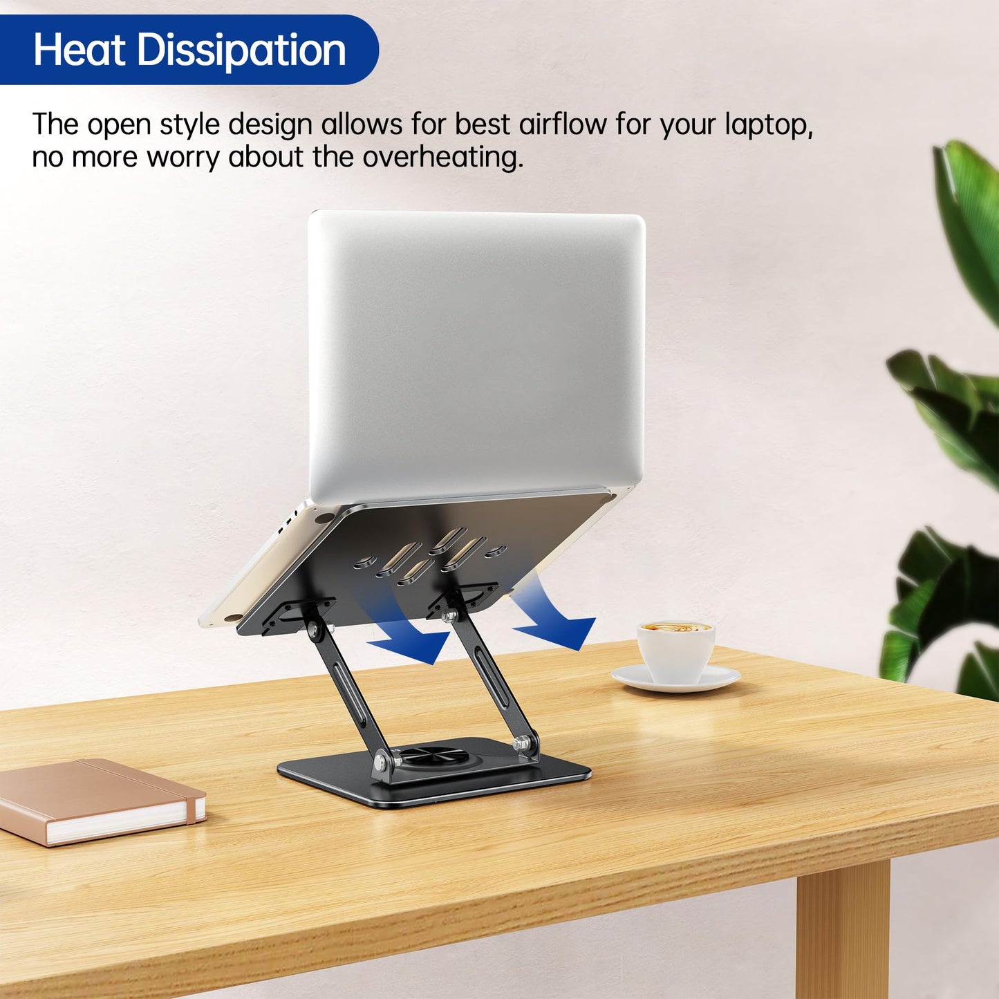 BESIGN LS11 Laptop Stand with 360° Rotating Base, Ergonomic Adjustable Notebook Holder, Riser Holder Computer Stand Compatible with Air, Pro, Dell, HP, Lenovo More 10-14" Laptops (Black)