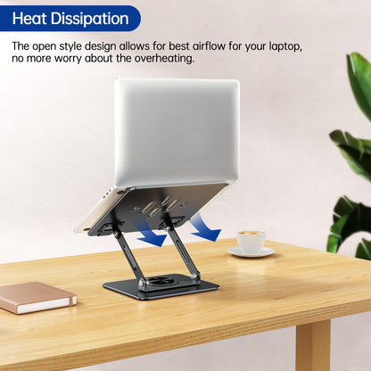 BESIGN LS11 Laptop Stand with 360° Rotating Base, Ergonomic Adjustable Notebook Holder, Riser Holder Computer Stand Compatible with Air, Pro, Dell, HP, Lenovo More 10-14" Laptops (Black)