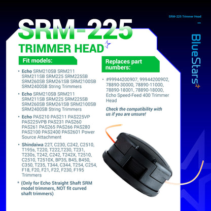 BlueStars 2 Packs SRM-225 String Trimmer Head - Compatible with Speed Feed 400 for Echo Weed Eater SRM 225 SRM210 SRM2100 SRM225 SRM200 SRM230 SRM250 SRM265 SRM266 Shiandaiwa T195S T220 T222 Trimmer