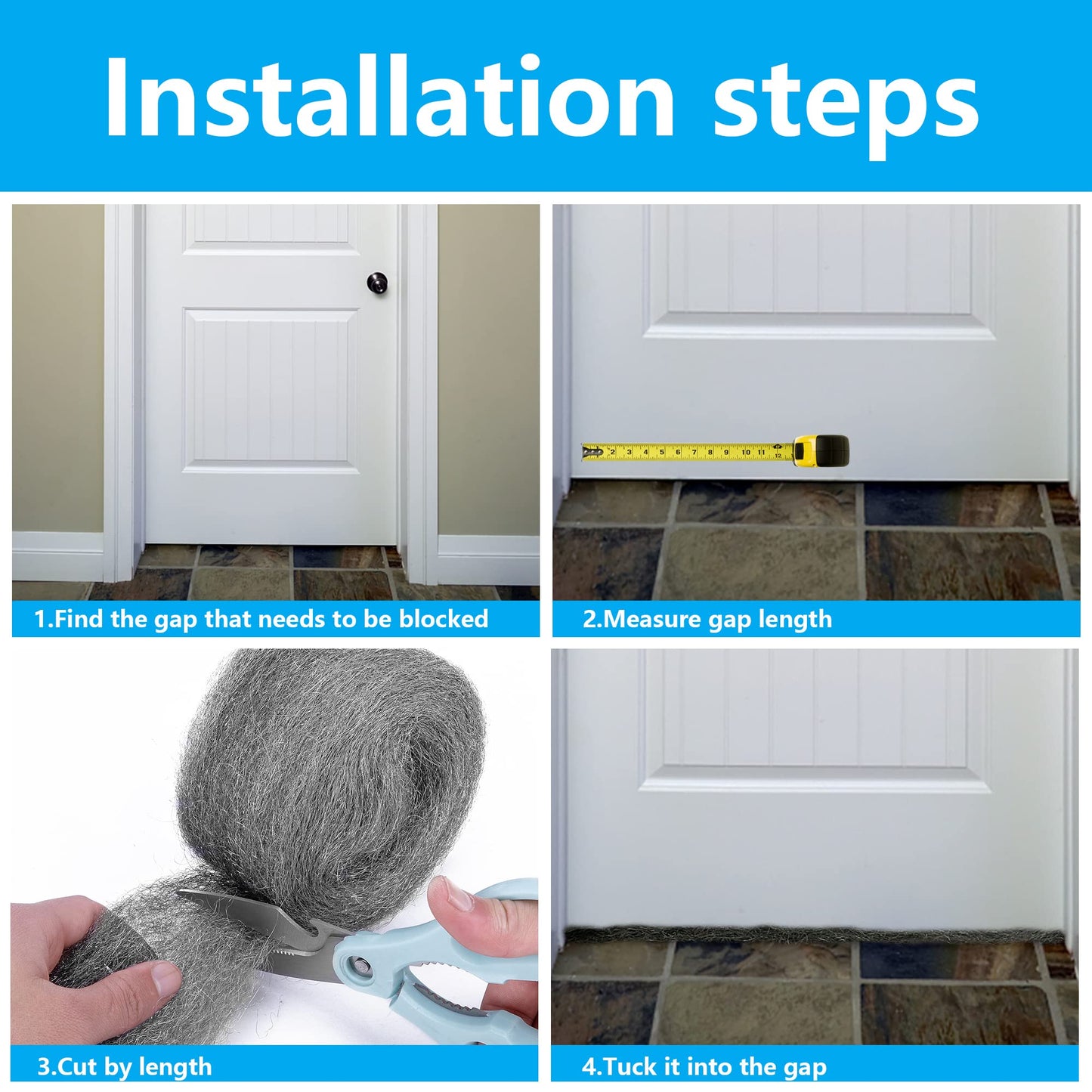 78 Feet Steel Wool Fill Fabric, Steel Wool Blend Hardware Cloth Gap Blocker for Holes Wall Cracks Vents in Garden House Garage (6 Rolls)