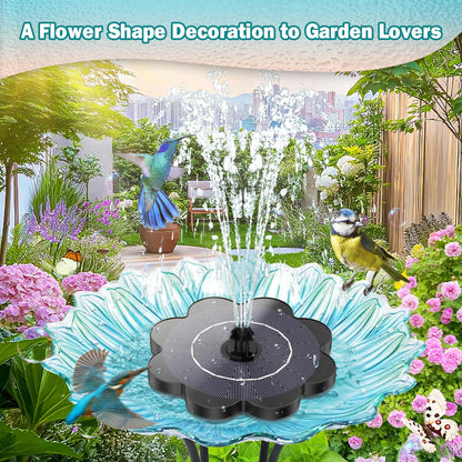 Yzert Solar Water Fountain Flower Shape, 3.5W Glass Solar Fountain with 7 Nozzles & 4 Fixer Rods,Solar Fountain Pump for Bird Bath, Outdoor, Pool, Garden, Pond