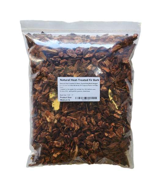 5 litres Orchid Bark- Natural Heat-Treated Fir Bark, Chunk Bark/Bark Nugget for Orchid Soil and All Kinds of Tropical Plants Soil Mix (Medium Size 5L)