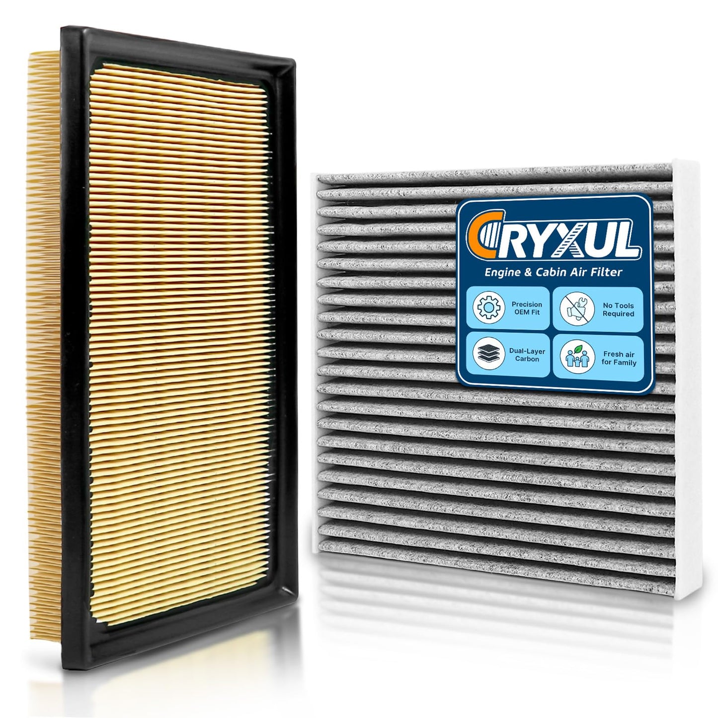 Cabin Engine Air Filter Kit for RAV4 Hybrid 2019-2025, Camry Hybrid 2018-2026, Highlander Hybrid 2020-2025, Sienna Venza 2021-2025, RAV4 Prime 2021-2024, Replacement for CA12289 CF12157
