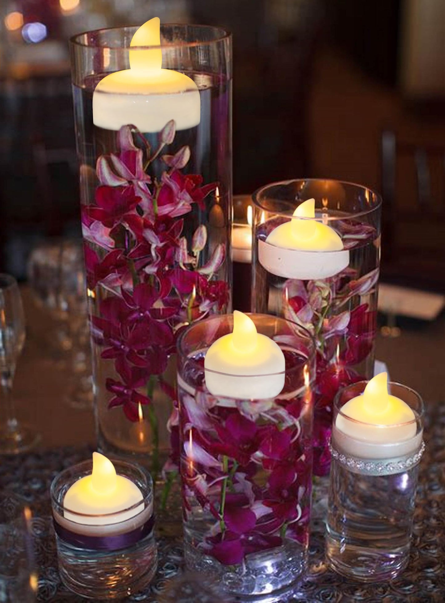 Yakpo 36 Pack Flameless LED Floating Waterproof Tealight Candles, Battery Operated Outdoor Warm White Flickering Votive Tea light Candles Bulk for Wedding Centerpiece, Vase, Pond, Tub, SPA Decorations