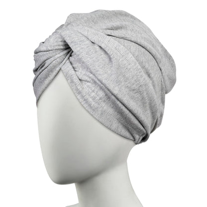 CONAIR Cotton Twist & Wrap Hair Towel, Fast Drying Ultra-Absorbent Hair Plop for All Types and Lengths, Turban-Style Cotton Towel Helps Maintain Natural Curl Style, Gray