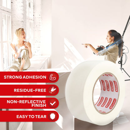 XFasten White Gaffers Tape 3 Inch X 30 Yards, Multipurpose, No Residue Gaffing Tape, White Gaff Tape Non-Reflective Matte Finish for Filming, Indoor, Outdoor Locations, Pro Gaff White Tape for Walls