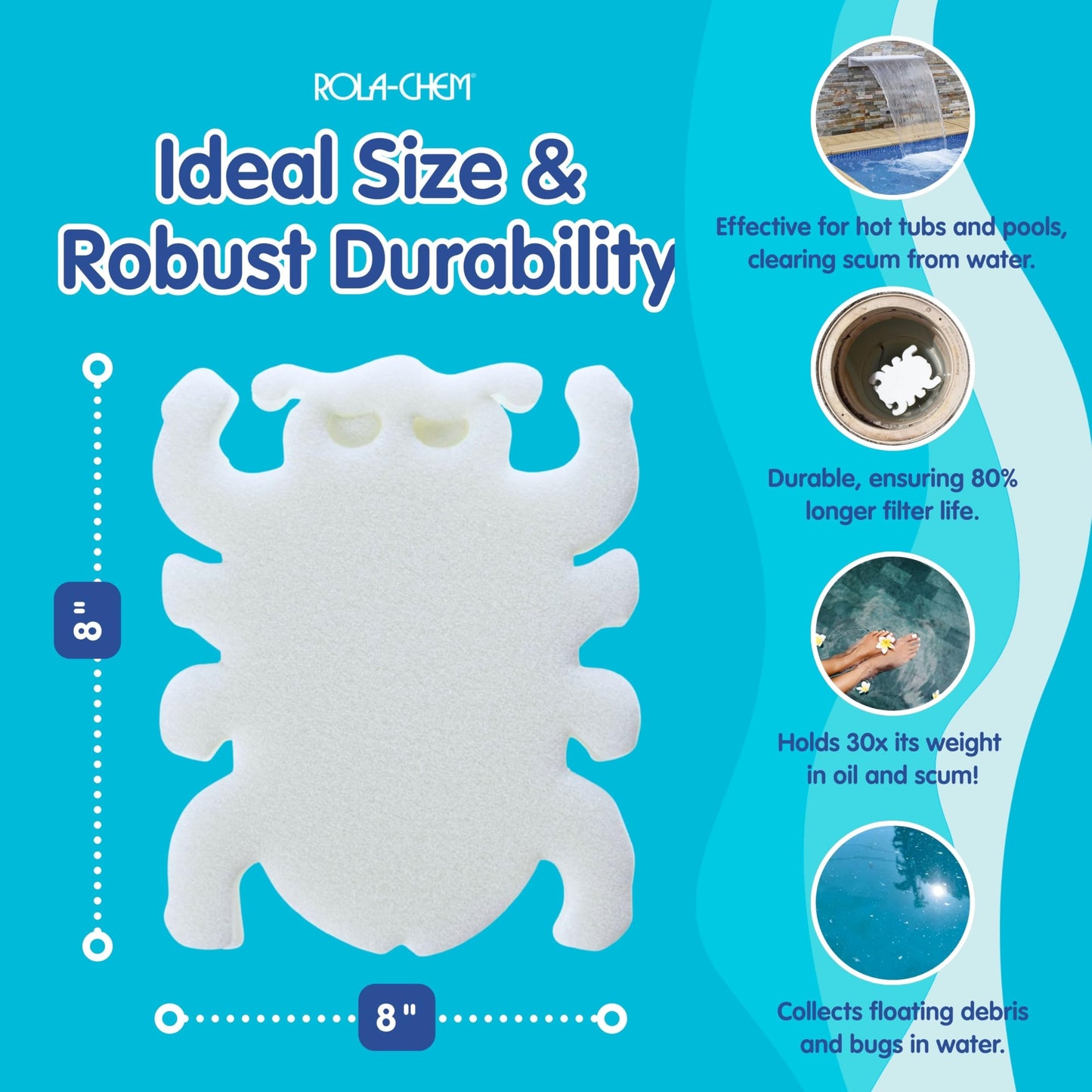 2 Pack Scumbug HotTub Scum Absorber – The Original, Highest Rated Scum Absorber Ever – Pool Sponge Oil Absorber for Hot Tub, Spa & Pool – Hot Tub Cleaning Tools That Soak Up Oil & Grime