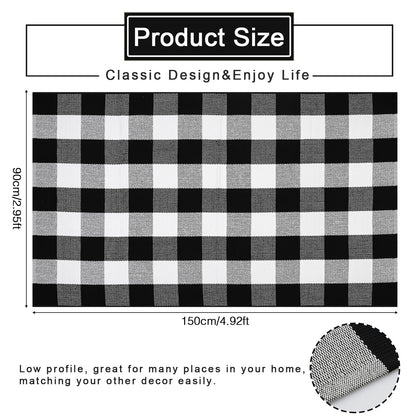 Cekene Buffalo Plaid Outdoor Rug 3x5 Black and White Checkered Rug Cotton Woven Washable Layered Porch Rug for Entryway Living Room Farmhouse Kitchen