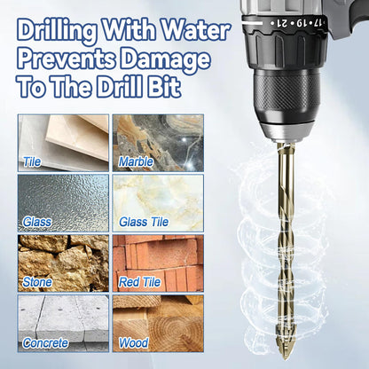 Four-Flute Sawtooth Eccentric Drill Bit, Multifunction Drill Bit Set High Hardness Skewed Head Eccentric Drill (Yellow,7PC: 3/4/5/6/8/10/12MM)