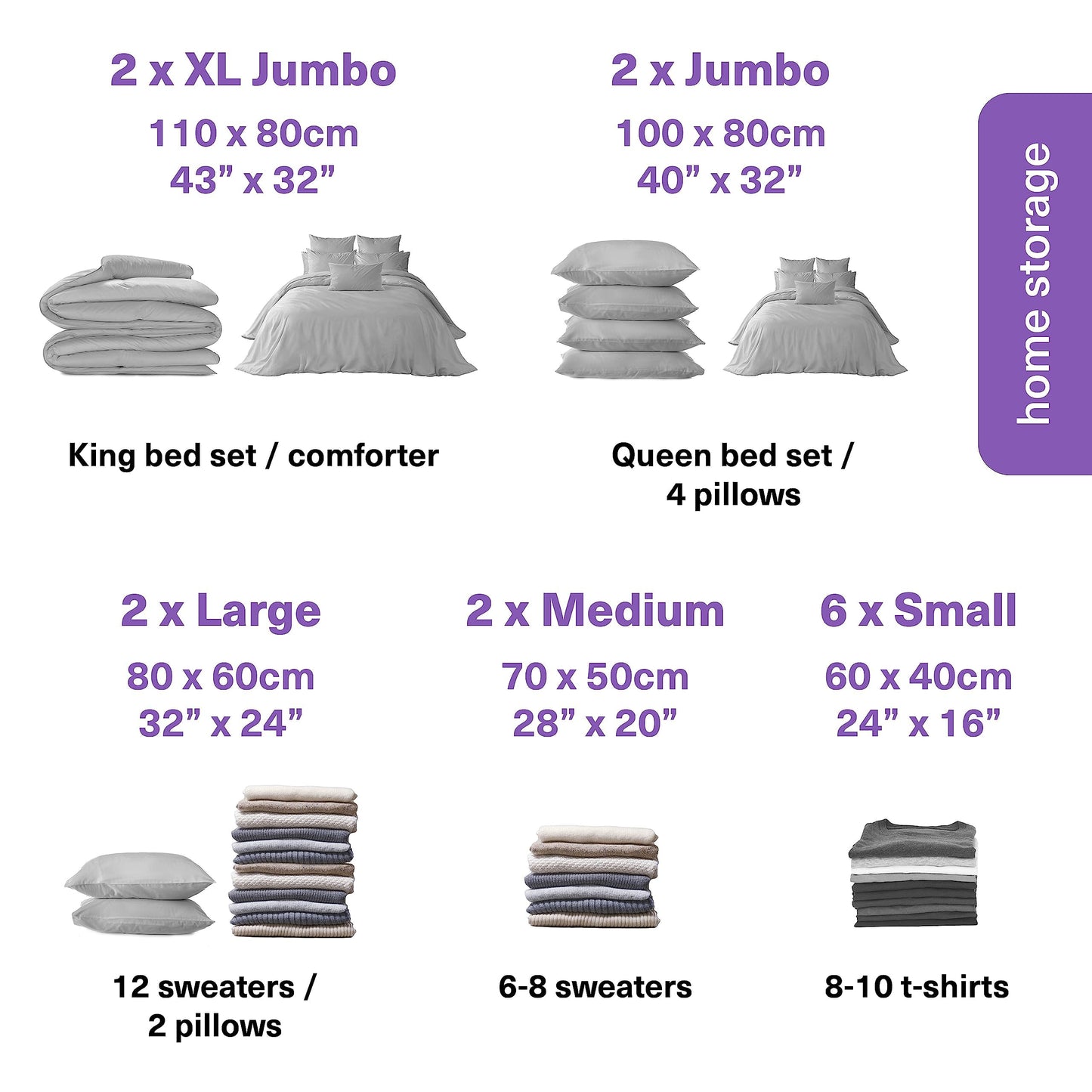 BRAMBLE 20 Pack Vacuum Storage Bags (2 XL Jumbo, 2 Jumbo, 2 Large, 2 Medium, 6 Small, 6 Roll Up) Space Saver Sealer Compression Bags for Clothes, Pillows, Comforters, Blankets, Hand Pump Included