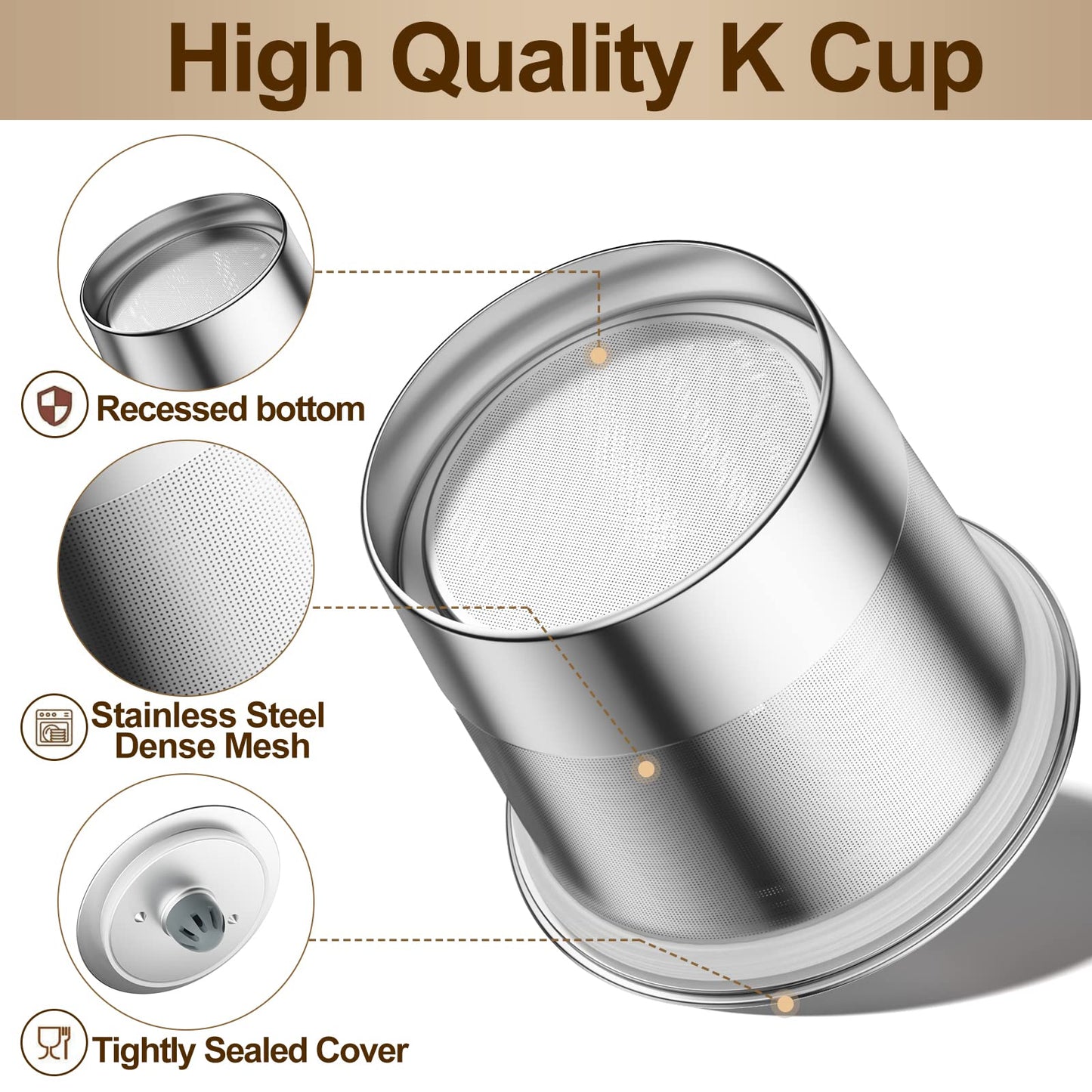 RETHONE Reusable K Cups Coffee Filter, Stainless Steel K Cup Reusable Coffee Pods Filters for Keurig 1.0 & 2.0 Coffee Makers BPA-Free Refillable Coffee Filters