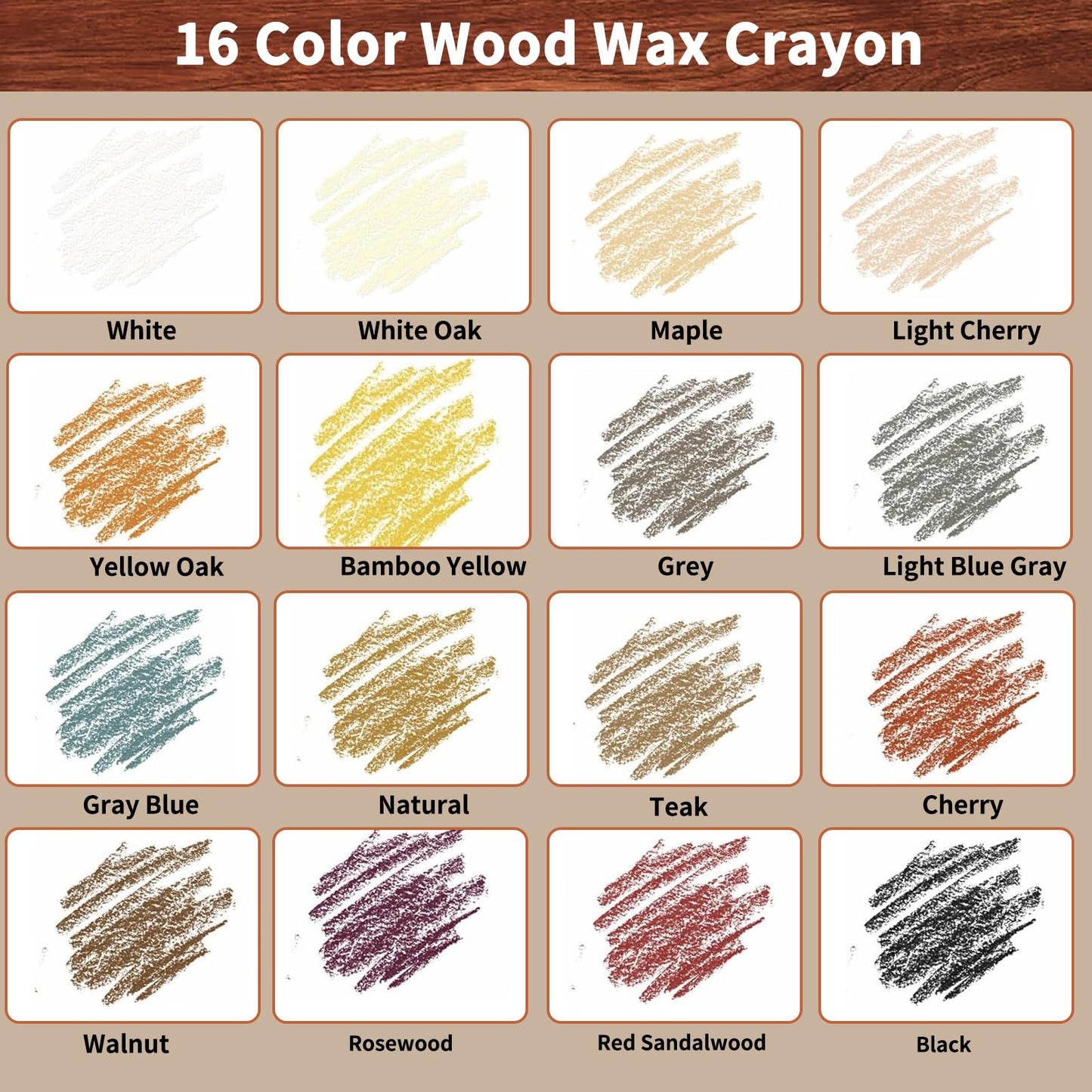 24Pcs Wood Filler Sticks, Furniture Scratch Wood Repair Markers, Wax Crayons Putty Sticks and Furniture Touch up Markers Kit for Scratches, Stains, Scuffs, Nail Holes, Floors, Cabinets, Tables