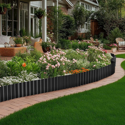 Black Corrugated Metal Landscape Edging,6"×20FT Sturdy Lawn Edging Border for Lawn, Flower Bed, Garden Fence, Paver Edgings