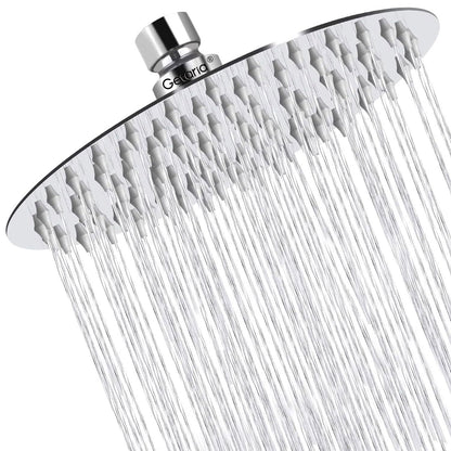 Rainfall Shower Head,8" Round Stainless Steel Rain Shower Heads with Anti-Limescale Nozzles Waterfall ShowerHead, Ultra-Thin Desigh Shower Rain Head with Adjustable Angles