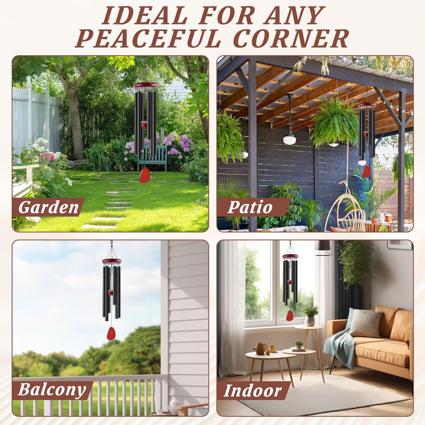 Remiawy Wind Chimes Outdoor, 37" Large Deep Tone Windchimes with 6 Aluminum Tubes, Sympathy Gift for Loss Loved One, Memorial Wind Chimes for Outside Garden Patio Yard Balcony Courtyard and Home Decor