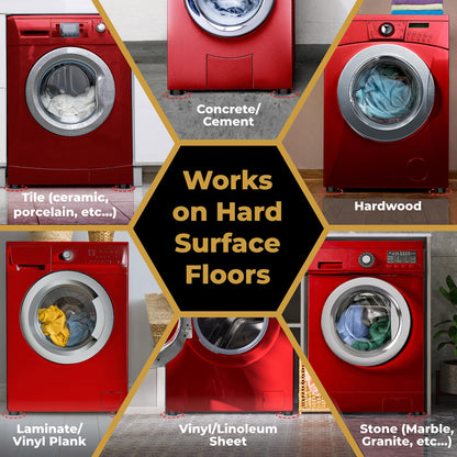 Anti Vibration Pads for Washing Machine w/HexaGrip - Stops Washer Dryer Noise Moving Shaking Walking Skidding - Appliance Anti Vibration Washing Machine Support Feet Stabilizer Mat - VIBRASHIELD 4 PK