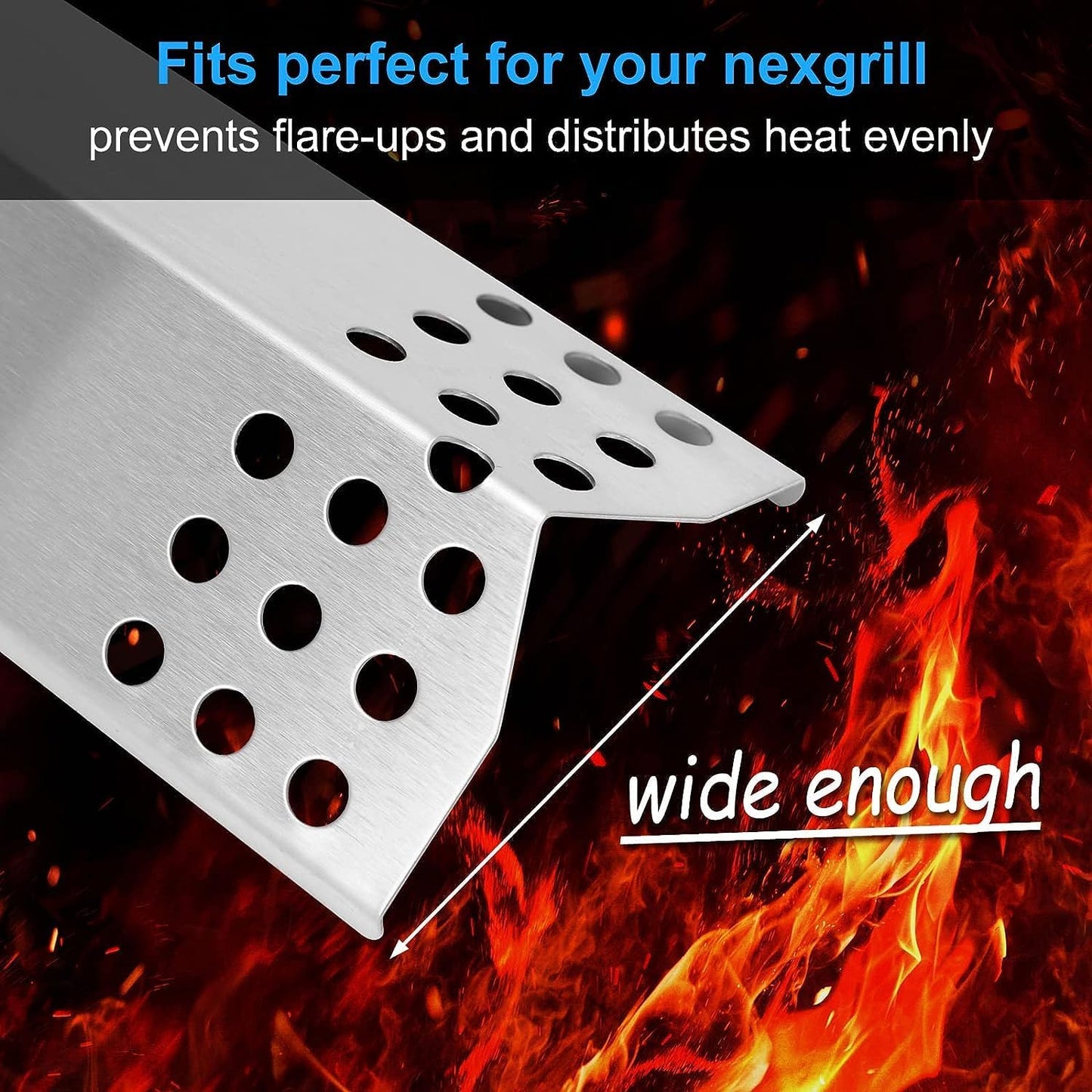 Utheer 16" Heat Plates Shield for Kitchen Aid 720-0745B, Nexgrill 720-0733, Master Chef G45308, G45311, G45301, Jenn-Air 720-0709 Gasgrill, Stainless Steel Heat Tent, Burner Cover, Flame Tamer, 4 Pack