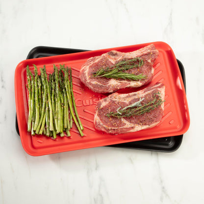 Cuisinart Grilling Prep and Serve Trays, 17"x 10.5", Dishwasher Safe, Fits 6 Burgers, Red and Black (CPK-200C)