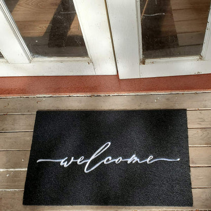 AAZZKANG Welcome Mat Door Mats Outdoor with Non Slip Rubber Backing Durable Front Door Mat Ultra Absorb Mud Easy to Clean Indoor Doormat for Entrance,High Traffic Areas,Patio Black