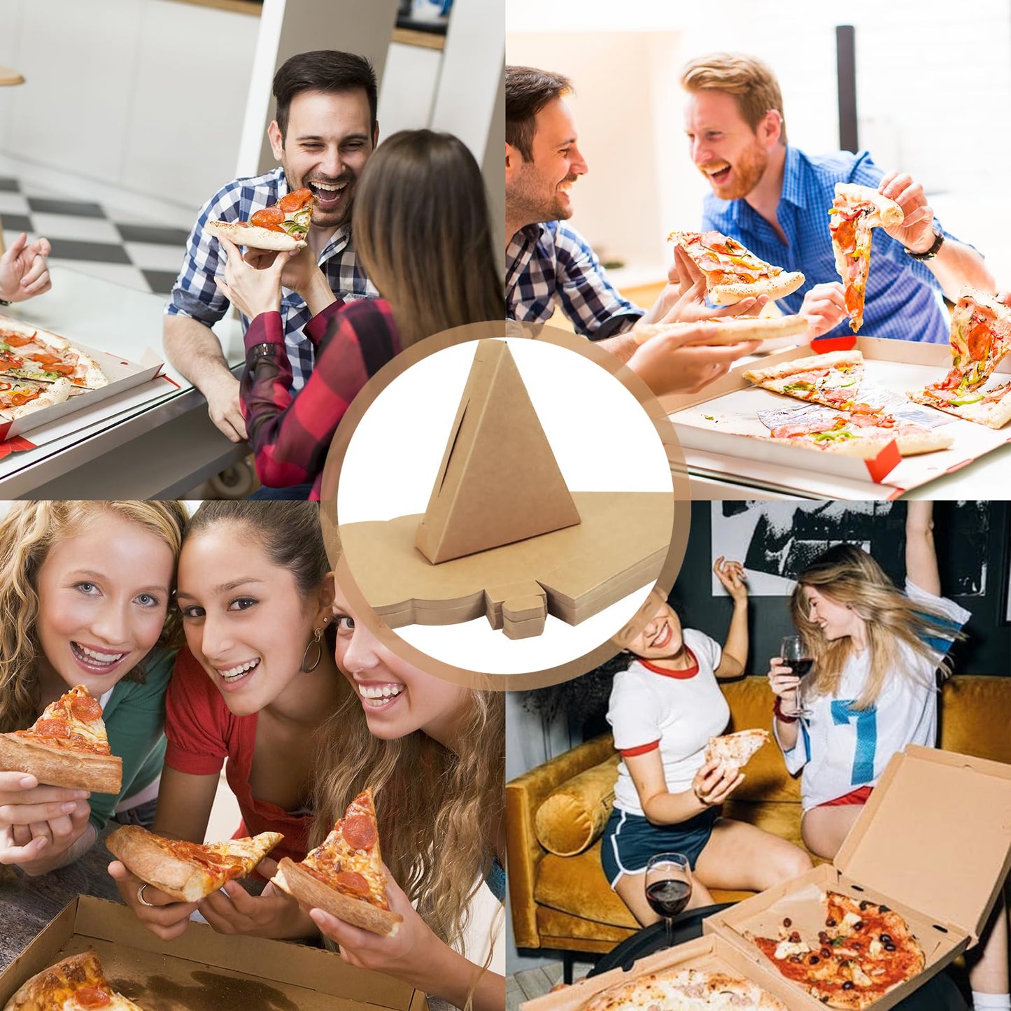 YQWIN 50Pcs Pizza Slice Container - Kraft Box for Single Slice Storage, Take Out Food Containers, Packing Boxes for Pizza and Sandwich