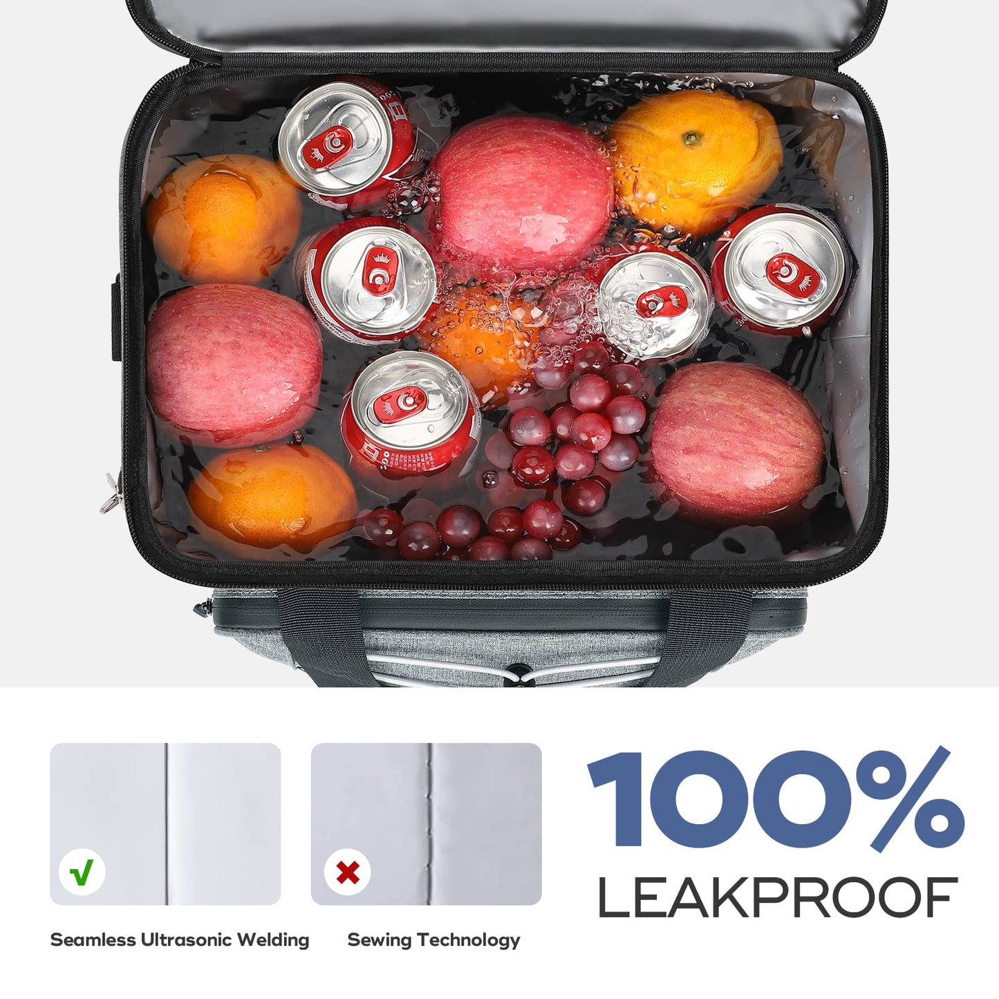 RealCool Soft Cooler Bag 35/45Can, Collapsible Cooler Insulated Leak Proof, Large Lunch Box for Men Women, Soft-Sided Cooler for Picnic, Grocery, Beach, Camping, Travel (gray-35can)
