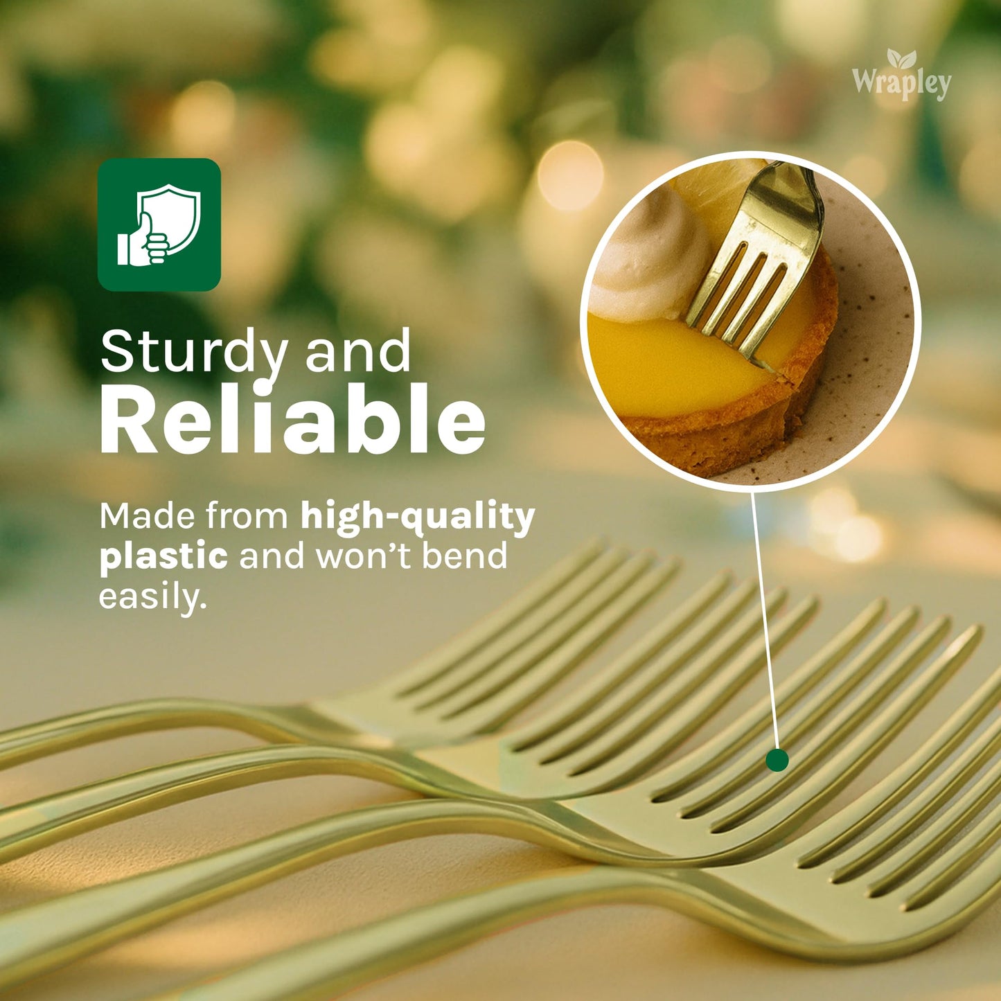 Disposable Gold Plastic Silverware Set – 120-Piece Disposable Plastic Cutlery Set with 40 Forks, 40 Spoons, and 40 Knives – Golden Cutlery Set for Parties, Weddings, and Events – 120 Units, 40 Each