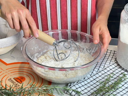 Banneton Proofing Basket set - 9 Inch round sourdough proofing basket with Silicone Bread Sling, Dough Scrapers, Bread lame, Dough Whisk and a Cleaning Brush