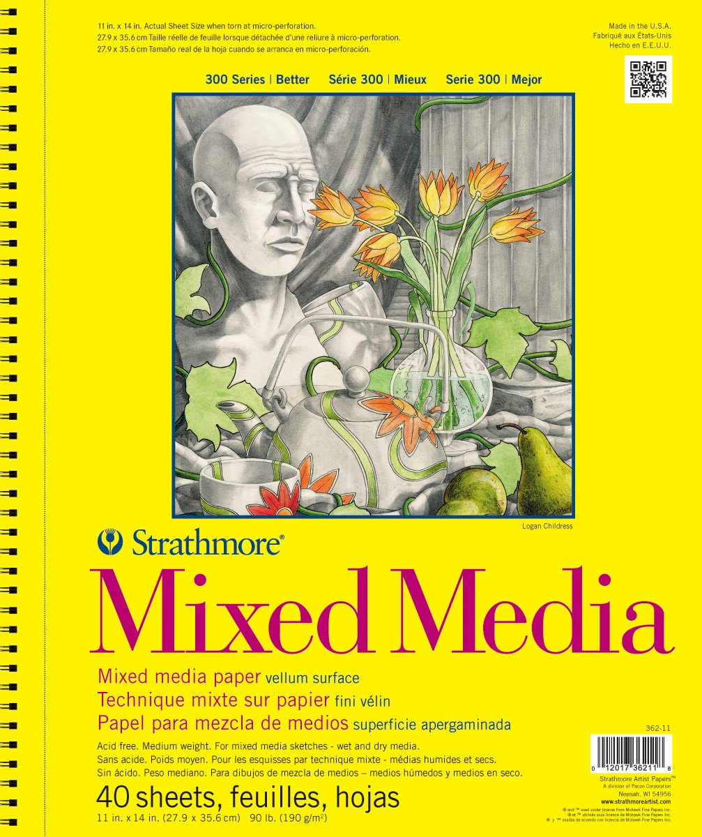 Strathmore STR-362-11 40 Sheet No.90 Mixed Media Pad, 11 by 14"
